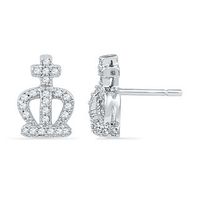 0.20 CT. T.W. Diamond Crown Stud Earrings in Sterling Silver|Peoples Jewellers