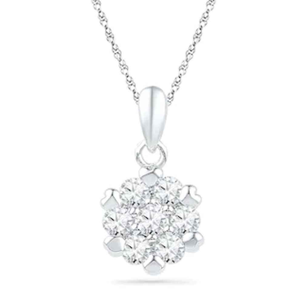 0.50 CT. T.W. Diamond Flower Cluster Pendant in 10K White Gold|Peoples Jewellers