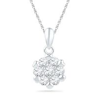 0.50 CT. T.W. Diamond Flower Cluster Pendant in 10K White Gold|Peoples Jewellers