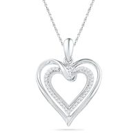 0.10 CT. T.W. Diamond Heart Pendant in Sterling Silver|Peoples Jewellers