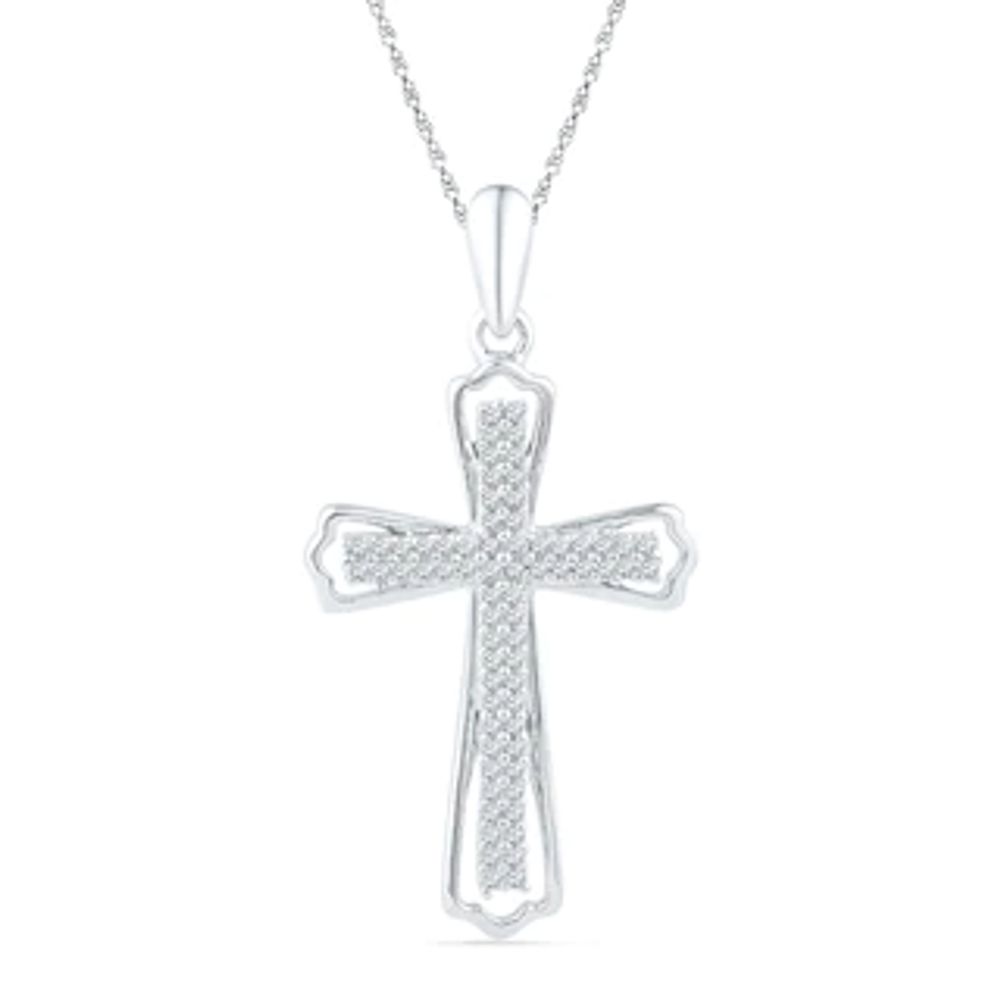 0.20 CT. T.W. Diamond Cross Pendant in Sterling Silver|Peoples Jewellers