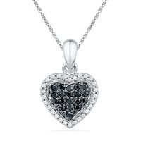 0.25 CT. T.W. Enhanced Black and White Diamond Heart Pendant in Sterling Silver|Peoples Jewellers