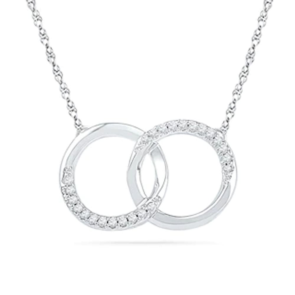 0.10 CT. T.W. Diamond Interlocking Circles Necklace in 10K White Gold|Peoples Jewellers
