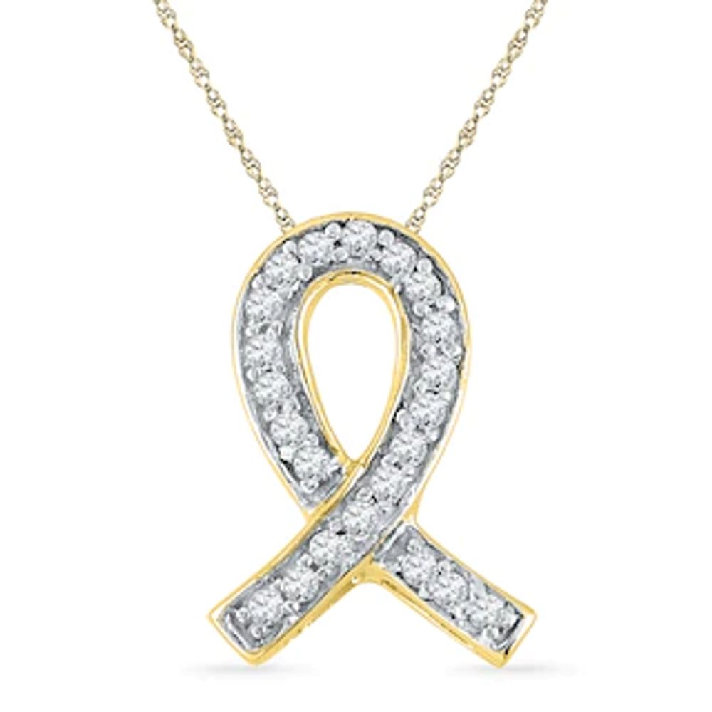 0.10 CT. T.W. Diamond Awareness Ribbon Pendant in 10K Gold|Peoples Jewellers