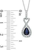 Pear-Shaped Blue Sapphire and 0.085 CT. T.W. Diamond Loop Pendant in 10K White Gold|Peoples Jewellers