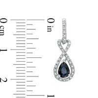 Pear-Shaped Blue Sapphire and 0.16 CT. T.W. Diamond Drop Earrings in 10K White Gold|Peoples Jewellers