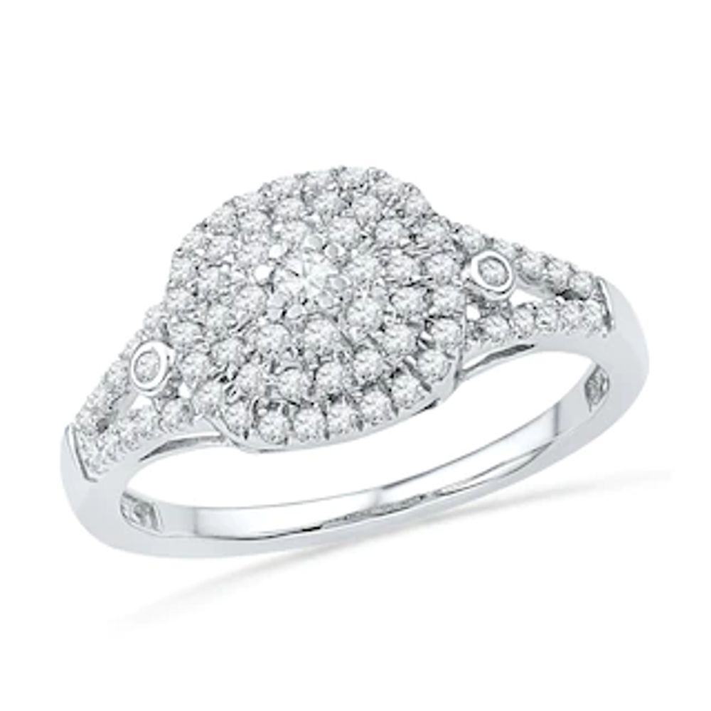0.40 CT. T.W. Diamond Cluster Engagement Ring in 10K White Gold|Peoples Jewellers