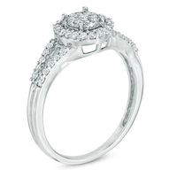 0.33 CT. T.W. Diamond Frame Split Shank Engagement Ring in 10K White Gold|Peoples Jewellers