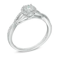 0.23 CT. T.W. Multi-Diamond Frame Twist Shank Promise Ring in 10K White Gold|Peoples Jewellers