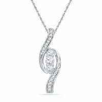0.25 CT. T.W. Diamond Three Stone Wave Pendant in 10K White Gold|Peoples Jewellers