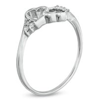 Diamond Accent Mirrored Hearts Ring in 10K White Gold|Peoples Jewellers