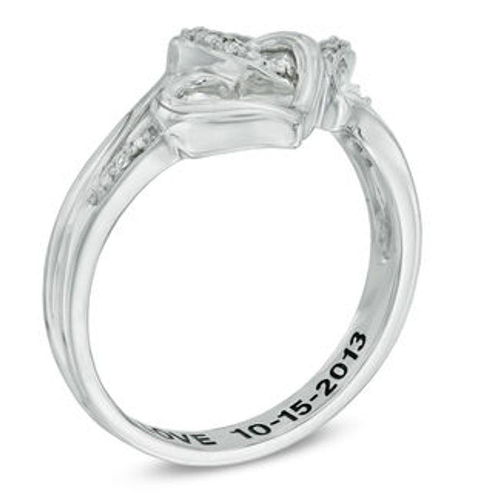 Diamond Accent Interlocking Heart Promise Ring in Sterling Silver (20 Characters)|Peoples Jewellers