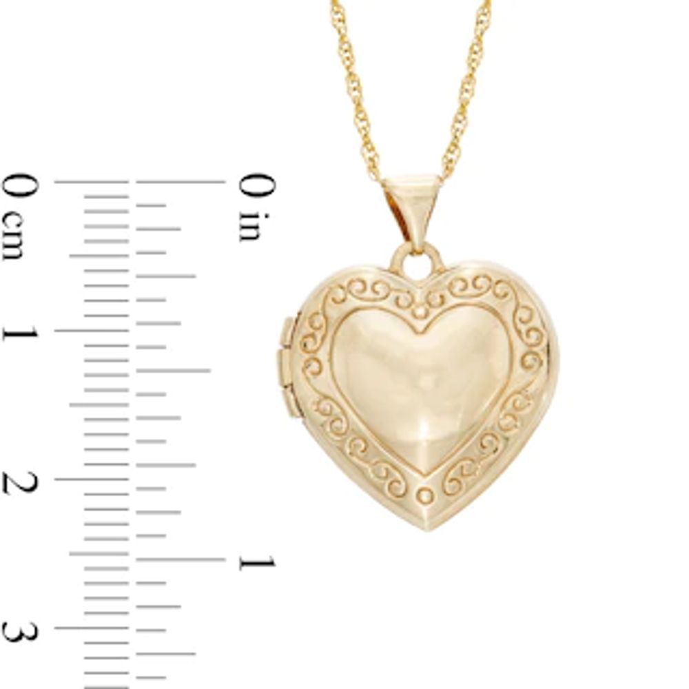 Heart Scroll Locket Pendant in 10K Gold|Peoples Jewellers