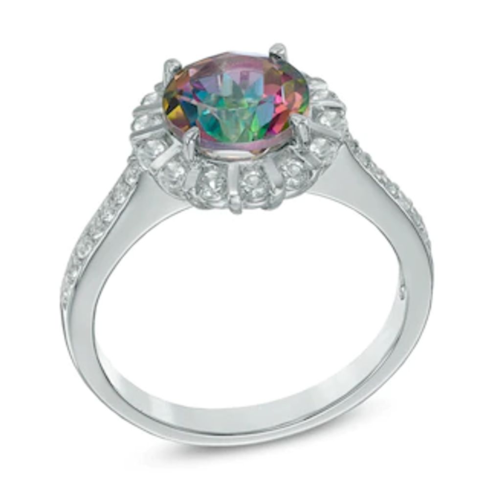 8.0mm Mystic Fire® Topaz and White Topaz Frame Ring in Sterling Silver|Peoples Jewellers