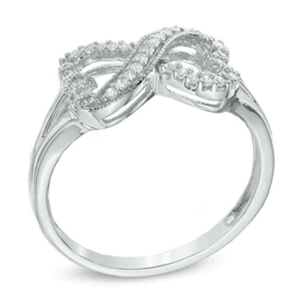 0.16 CT. T.W. Diamond Sideways Heart Infinity Ring in Sterling Silver|Peoples Jewellers