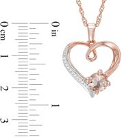 6.0mm Morganite and Diamond Accent Swirl Heart Pendant in Sterling Silver with 14K Rose Gold Plate|Peoples Jewellers