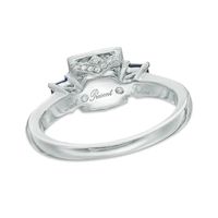 0.45 CT. T.W. Princess-Cut Diamond and Blue Sapphire Past Present Future Ring in 14K White Gold|Peoples Jewellers