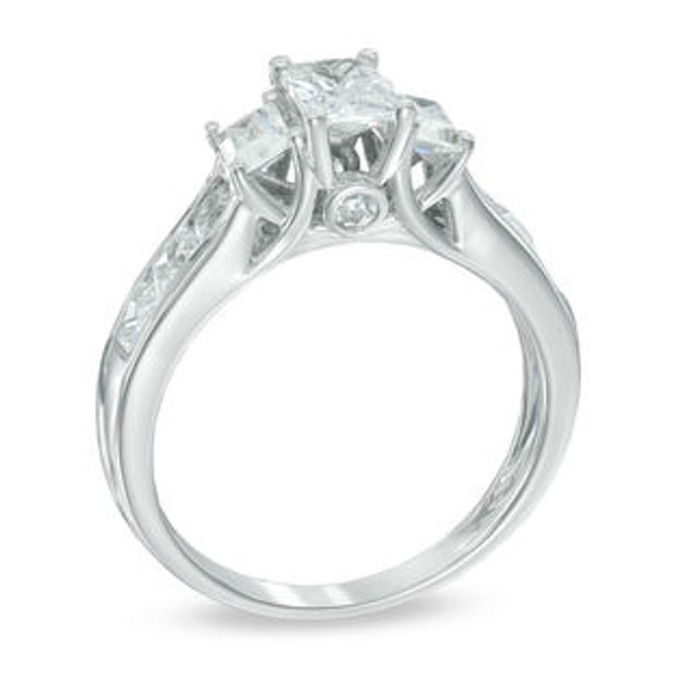 1.95 CT. T.W. Certified Emerald-Cut Diamond Past Present Future® Ring in 14K White Gold (I/I1)|Peoples Jewellers