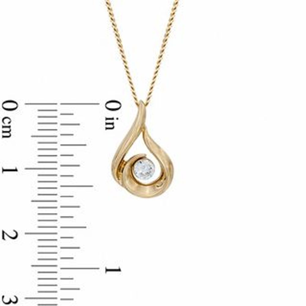 0.12 CT. Certified Canadian Diamond Solitaire Curlique Teardrop Pendant in 14K Gold (I/I2) - 17"|Peoples Jewellers