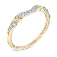 0.12 CT. T.W. Diamond Ribbon Wrapped Contour Wedding Band in 14K Gold|Peoples Jewellers