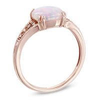 8.0mm Cushion-Cut Lab-Created Pink Opal and White Sapphire Ring in Sterling Silver with 14K Rose Gold Plate|Peoples Jewellers