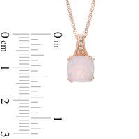 8.0mm Cushion-Cut Lab-Created Pink Opal and White Sapphire Pendant in Sterling Silver with 14K Rose Gold Plate|Peoples Jewellers