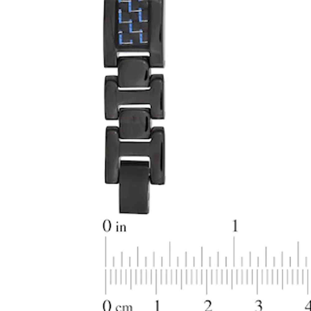 Men's 11.0mm Carbon fibre Link Bracelet in Black Titanium - 8.5"|Peoples Jewellers