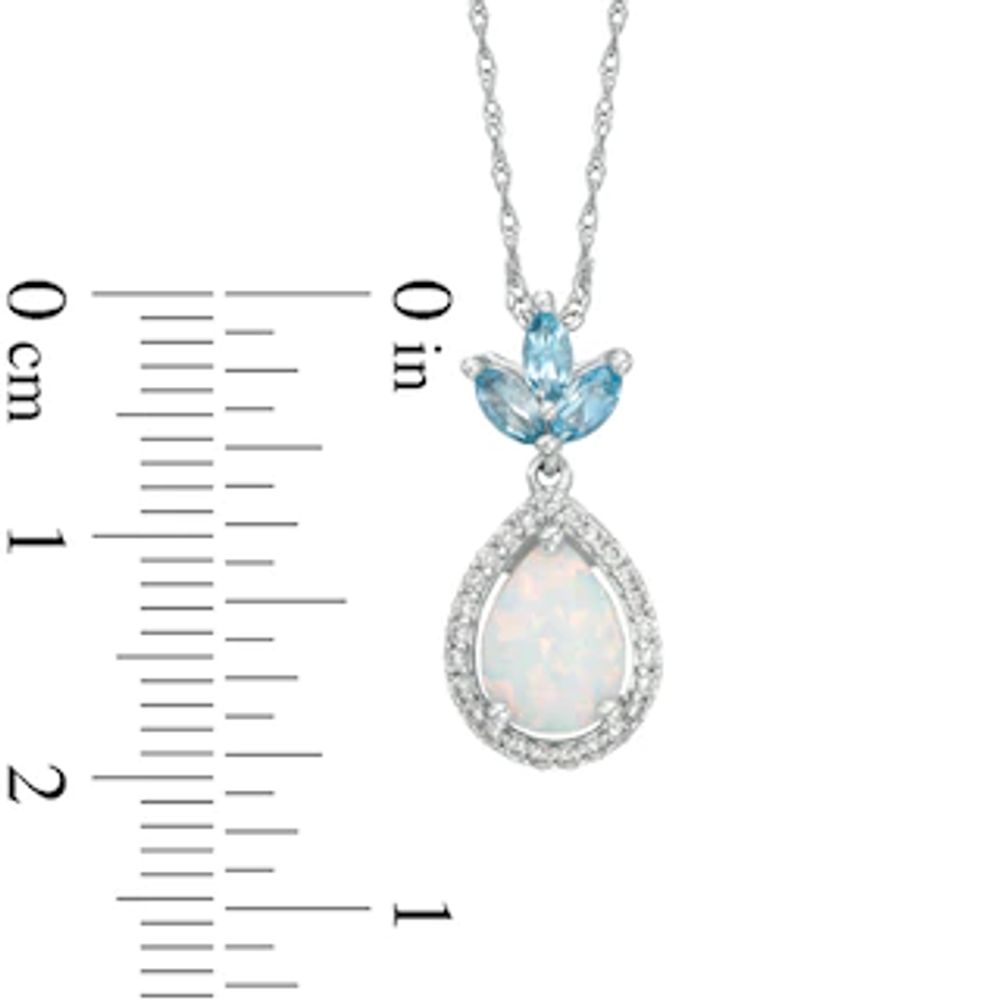 Pear-Shaped Lab-Created Opal and Blue Topaz with Lab-Created White Sapphire Pendant in Sterling Silver|Peoples Jewellers