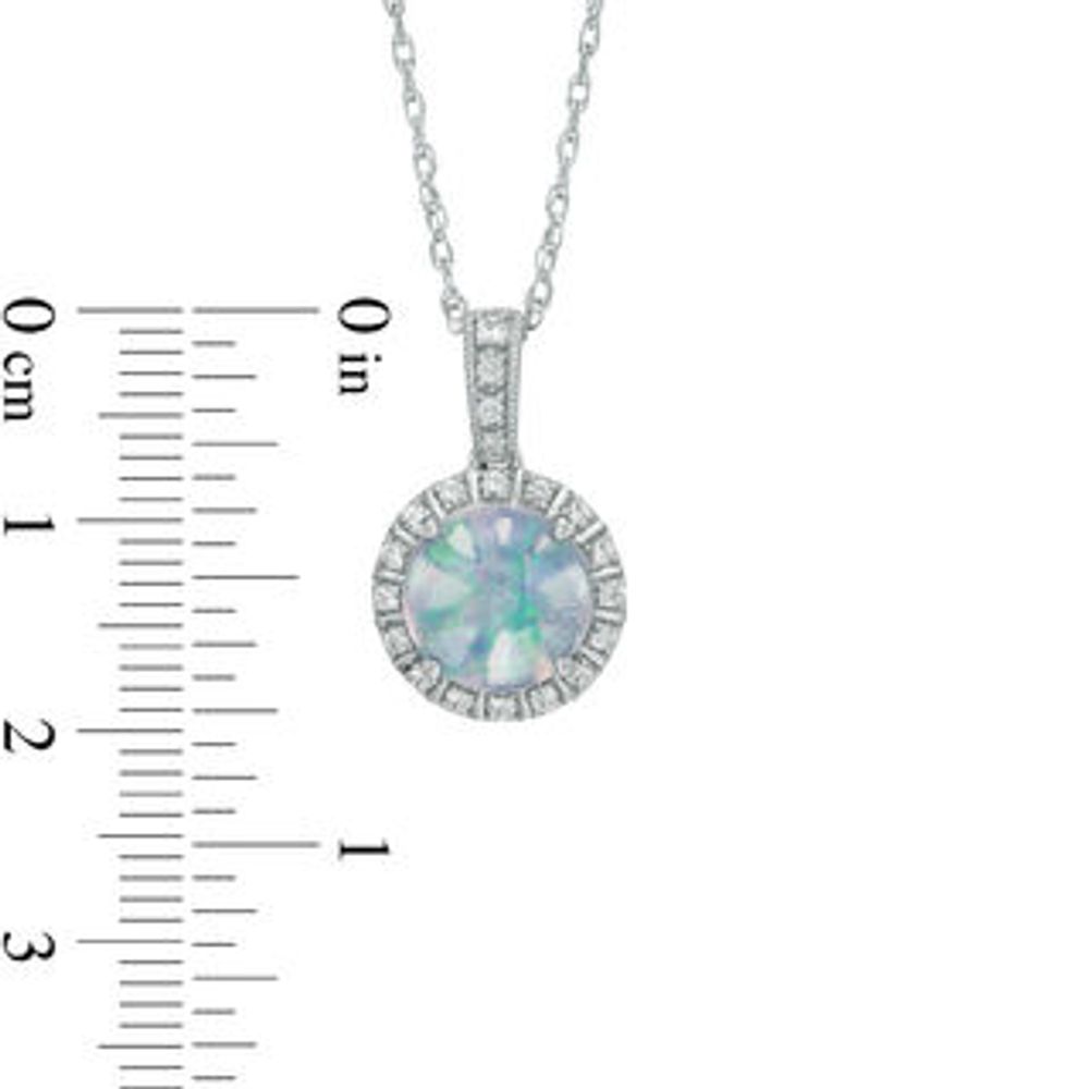 9.0mm Lab-Created Opal and White Sapphire Frame Pendant in Sterling Silver|Peoples Jewellers