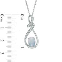 Oval Lab-Created Blue Opal and White Sapphire Swirl Pendant in Sterling Silver|Peoples Jewellers