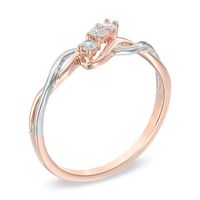 0.12 CT. T.W. Diamond Three Stone Slant Ring in 10K Two-Tone Gold|Peoples Jewellers