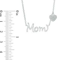 Diamond Accent "Mom" with Heart Charm Necklace in Sterling Silver|Peoples Jewellers