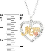 Diamond Accent "MOM" Heart Pendant in Sterling Silver and 14K Two-Tone Gold Plate|Peoples Jewellers