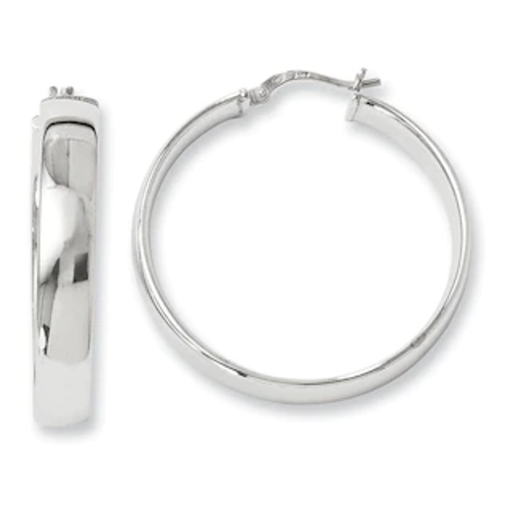 6.0 x 35mm Polished Hoop Earrings in Sterling Silver|Peoples Jewellers