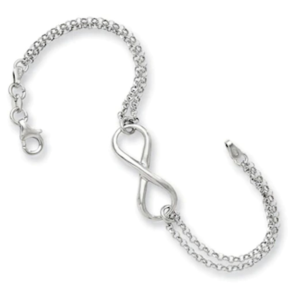 Sideways Infinity Double Strand Bracelet in Sterling Silver - 7.5"|Peoples Jewellers