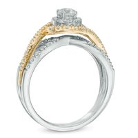 0.75 CT. T.W. Certified Canadian Diamond Swirl Frame Engagement Ring in 14K Two-Tone Gold (I/I1)|Peoples Jewellers