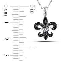 0.12 CT. T.W. Enhanced Black and White Diamond Fleur-de-Lis Pendant in 10K White Gold - 17"|Peoples Jewellers