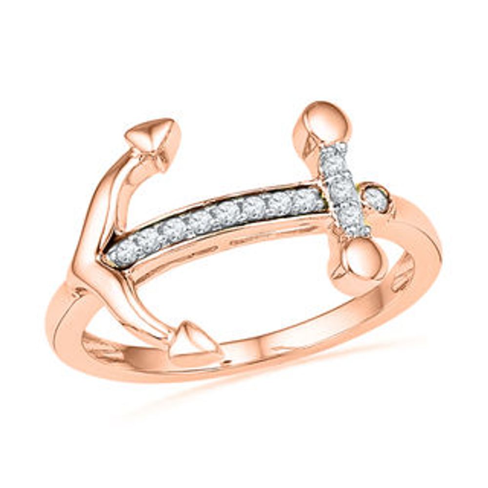 0.10 CT. T.W. Diamond Sideways Anchor Ring in 10K Rose Gold|Peoples Jewellers