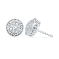 0.50 CT. T.W. Diamond Cluster Frame Stud Earrings in 10K White Gold|Peoples Jewellers