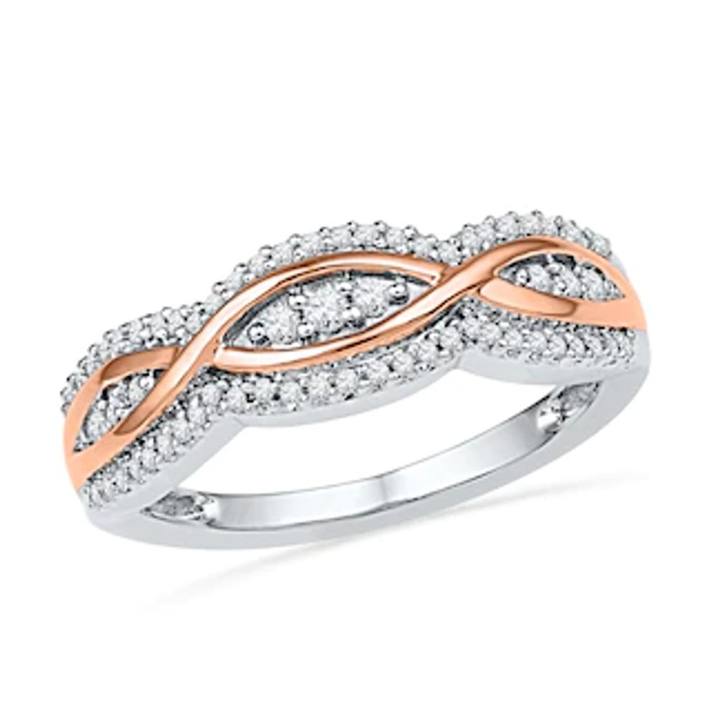 0.25 CT. T.W. Diamond Infinity Ribbon Band in 10K Two-Tone Gold|Peoples Jewellers