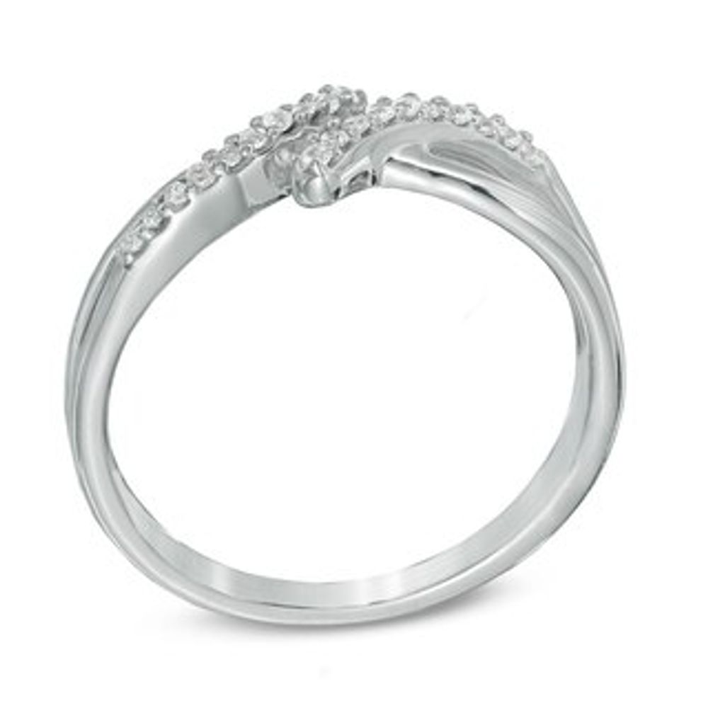 Diamond Accent Split Shank Midi Ring in Sterling Silver|Peoples Jewellers