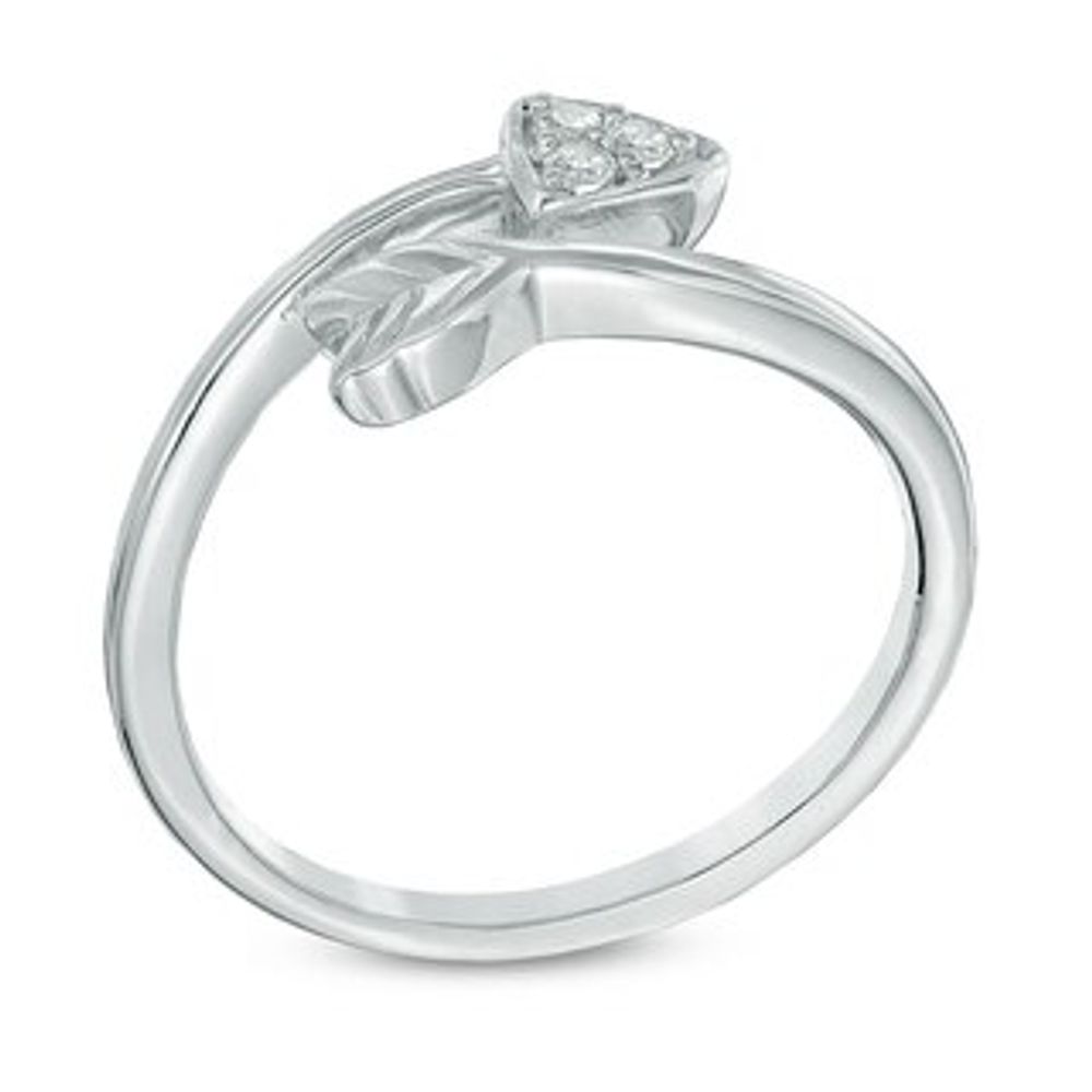 Diamond Accent Arrow Bypass Midi Ring in Sterling Silver|Peoples Jewellers