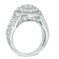 2.63 CT. T.W. Certified Canadian Diamond Double Frame Engagement Ring in 14K White Gold (I/I1)|Peoples Jewellers