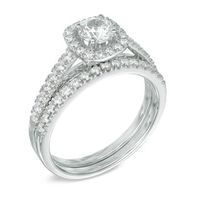 1.00 CT. T.W. Certified Canadian Diamond Frame Bridal Set in 14K White Gold (I/I1)|Peoples Jewellers
