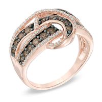 1.00 CT. T.W. Champagne and White Diamond Loop Ring in 10K Rose Gold|Peoples Jewellers