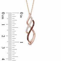 0.20 CT. T.W. Enhanced Cognac and White Diamond Split Waves Pendant in 10K Rose Gold|Peoples Jewellers