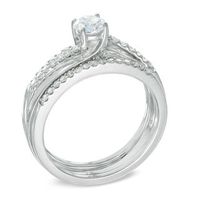 0.75 CT. T.W. Diamond Swirl Three Piece Bridal Set in 14K White Gold|Peoples Jewellers
