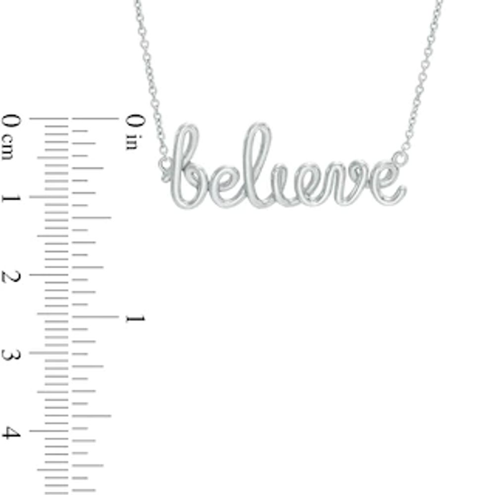 Cursive "believe" Necklace in Sterling Silver - 17.5"|Peoples Jewellers