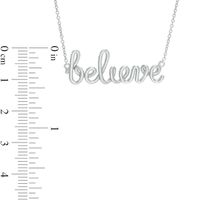 Cursive "believe" Necklace in Sterling Silver - 17.5"|Peoples Jewellers