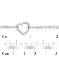 Double Chain Heart Anklet in 14K White Gold - 10"|Peoples Jewellers